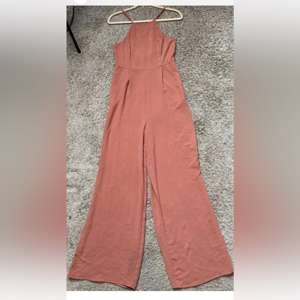 Entro Jumpsuit Women's Size Small Dusty Rose Spaghetti‎ Straps Wide-Leg Casual